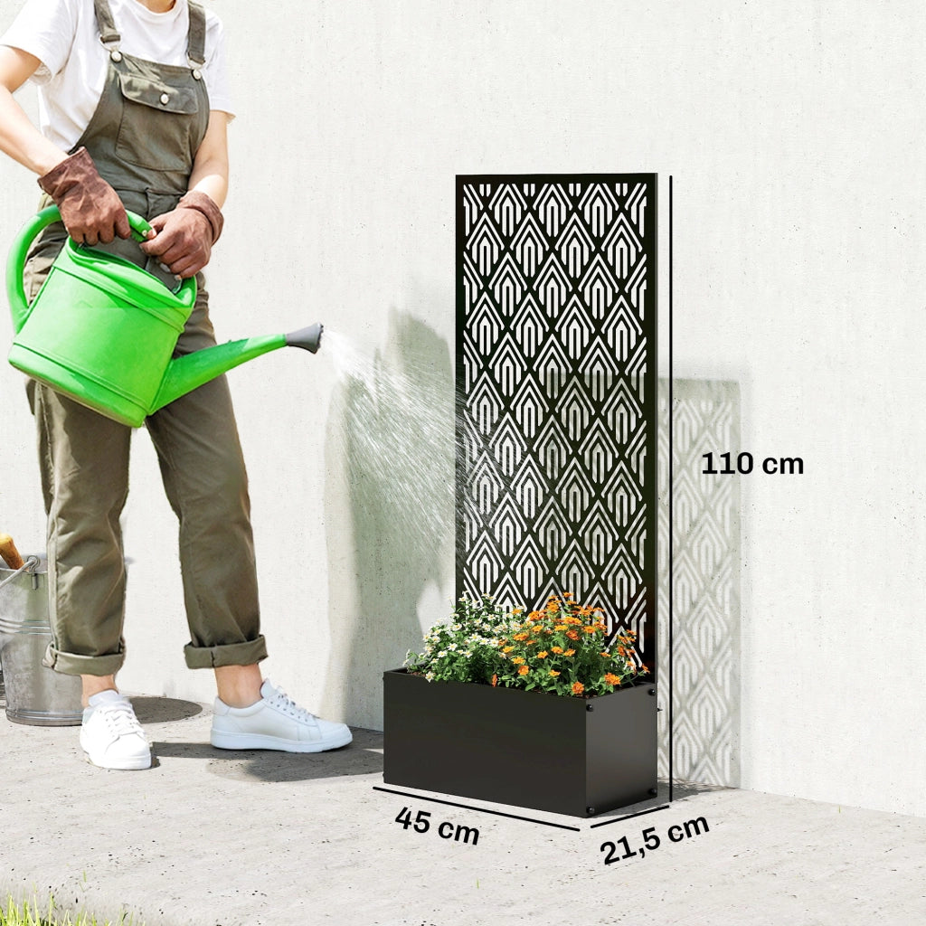 Fioriera con griglia e frangivento per rampicanti ¨C Zephmum ¨C Nero, metallo, 45x21.5x110 cm