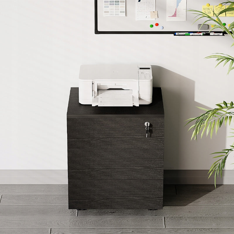 Contenitore da ufficio su ruote con cassetti con serratura, armadio mobile nero