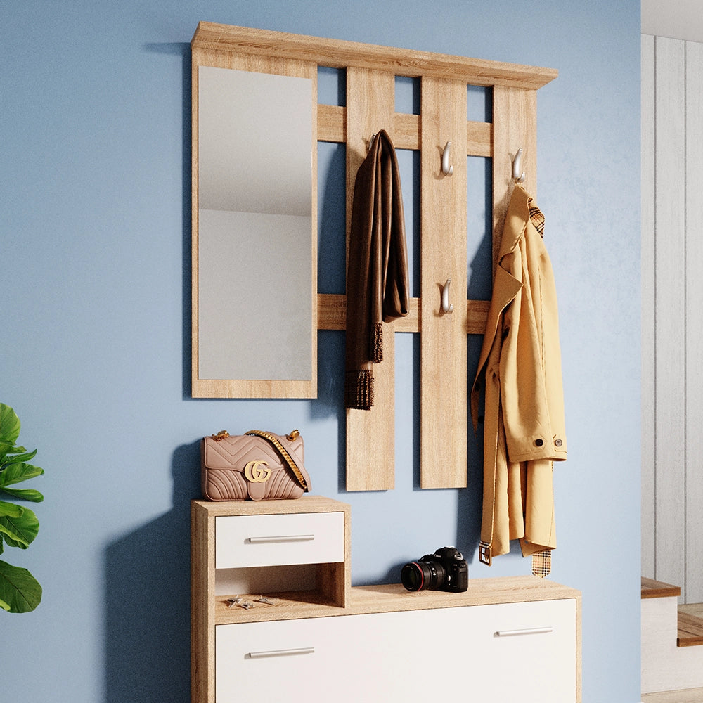 Vicco Armadio da ingresso Bianco/Sonoma 25 x 191 cm