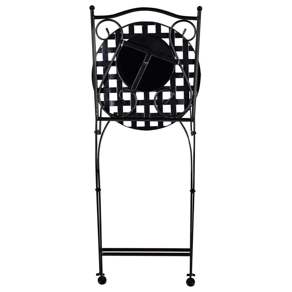 Set di 2 sedie pieghevoli da giardino in metallo nero con mosaico stile vintage esterno