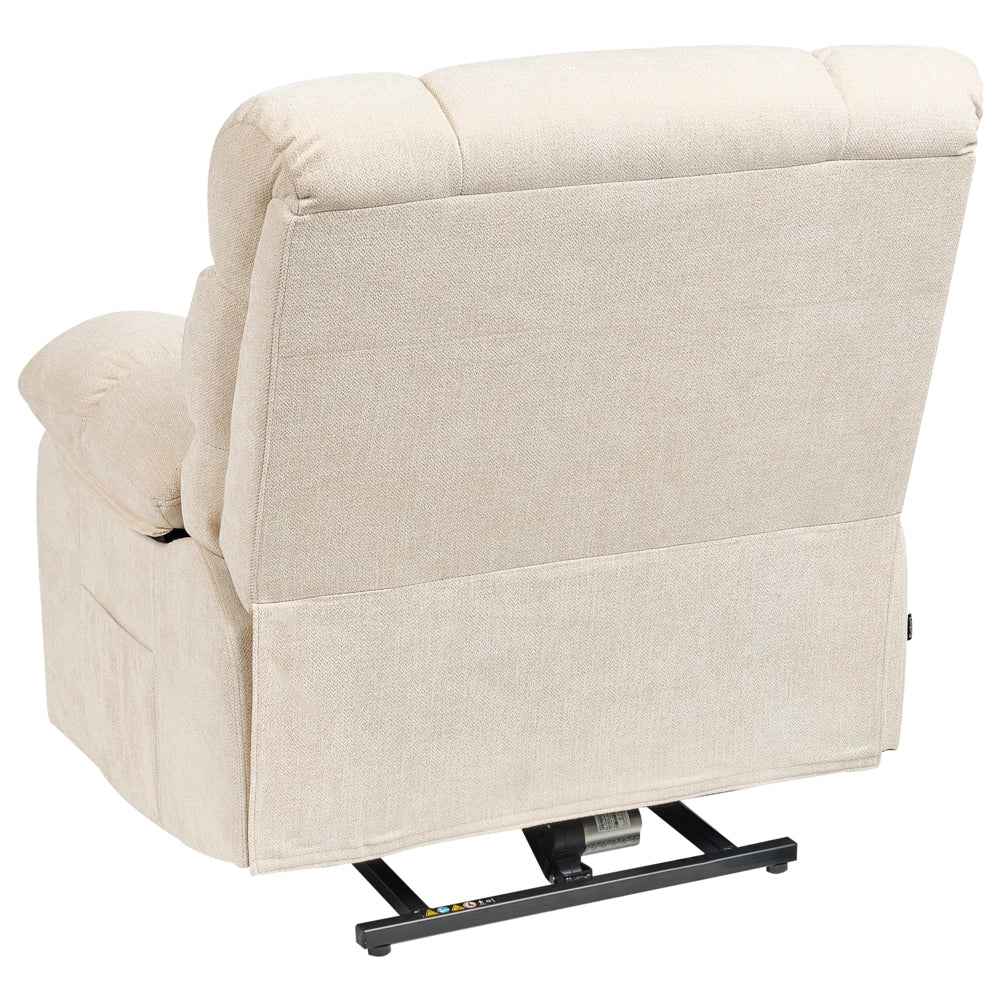 Poltrona reclinabile elettrica Poliestere beige chiaro Seduta singola imbottita con poggiapiedi Funzione di sollevamento Design moderno Relax