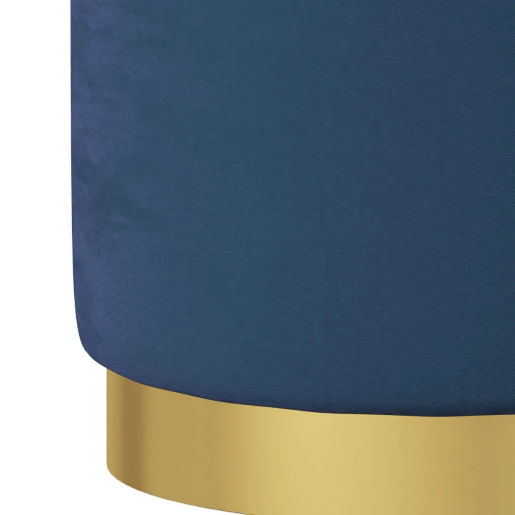 Sgabello Rotondo con Contenitore Azzurro in Velluto 31 x 37 cm 340284