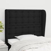 Testiera ad Orecchio-Testata con Orecchie Nera 103x23x118/128 cm in Tessuto 421281