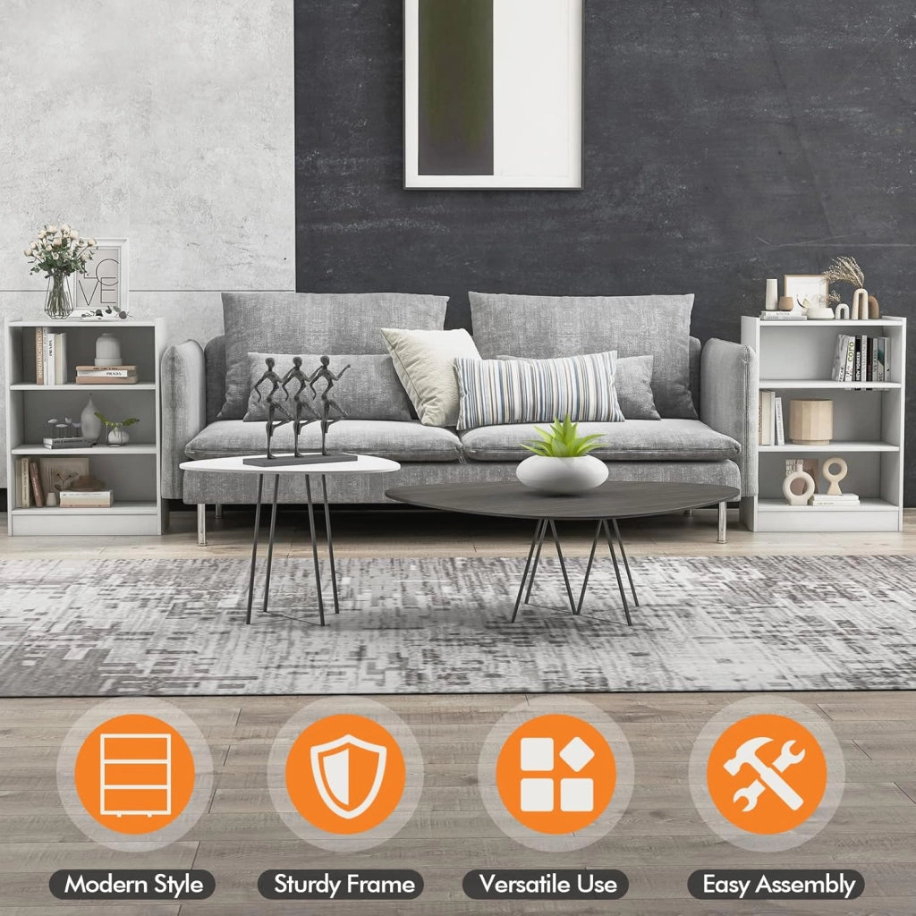 Libreria Aperta a 3 Livelli con Ripiani Regolabili, Libreria a Cubi con Dispositivo Antiribaltamento per Soggiorno, Camera da Letto, 50x30x75 cm, 3 Colori (Bianco)