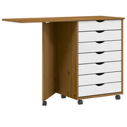 Mobiletto con scrivania pieghevole design pratico contenitore per ufficio 105,5 x 39 x 74,5 cm legno di pino color miele 02_0057658