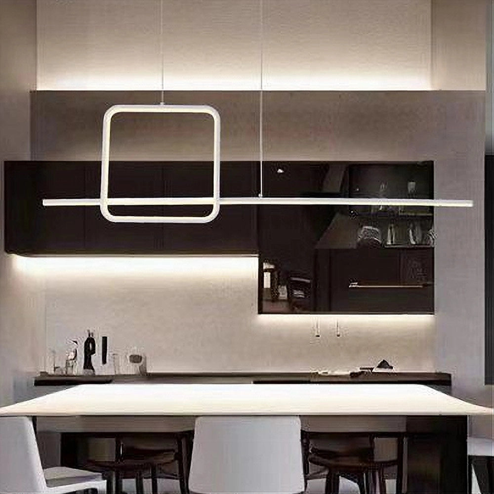 Trade Shop - Lampadario A Sospensione Led 48w Design Quadrato Linea Bianco Ip20 Luce 6500k 33542 -