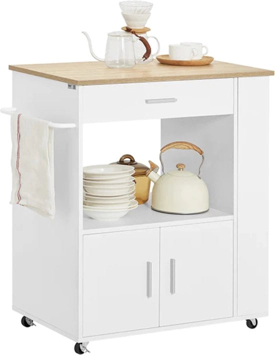 Carrello Cucina - Stile Moderno - Bianco/Colore Legno