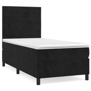 Letto singolo | Letto per adulti | Giroletto a Molle con Materasso Nero 90x200 cm in Velluto