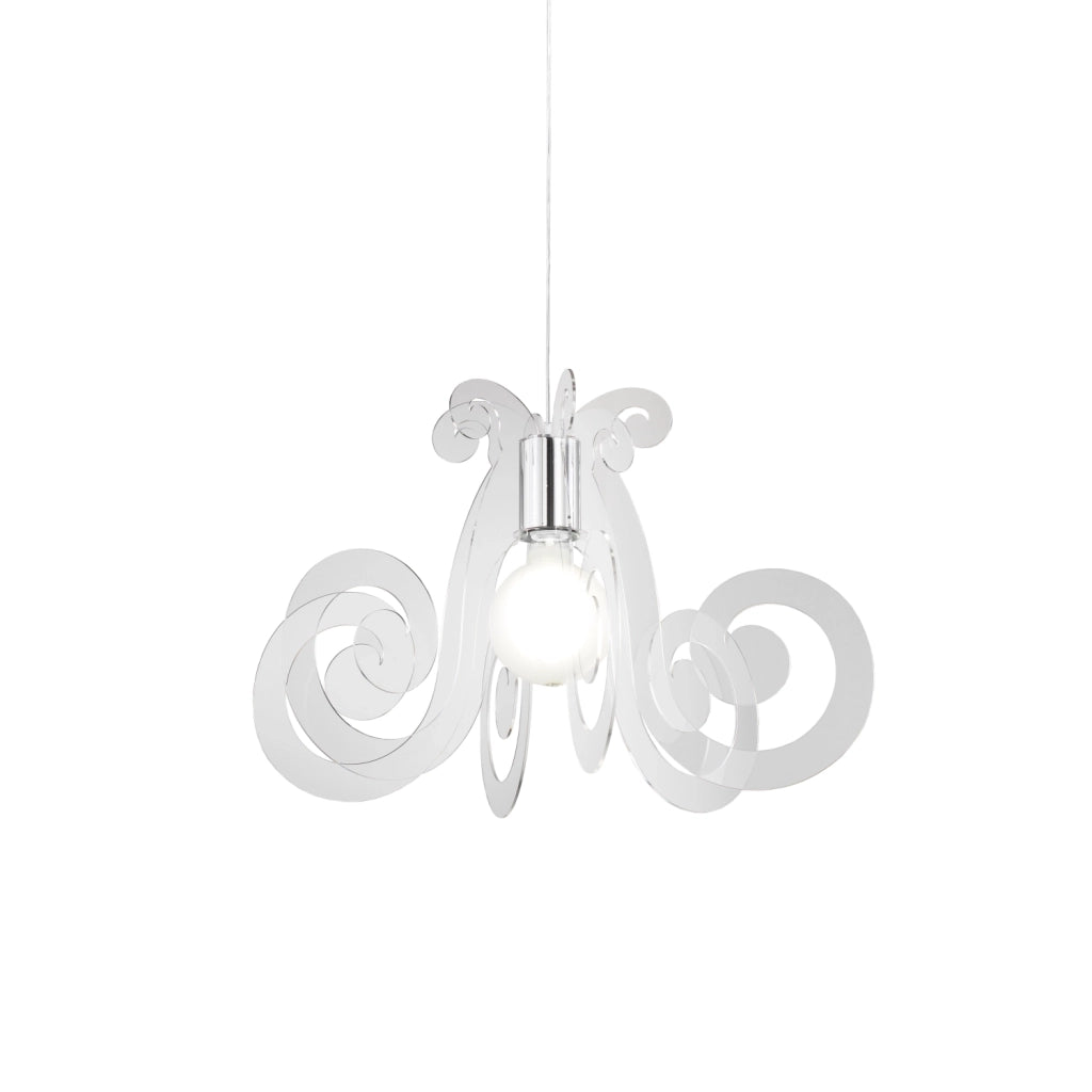 Sospensione Moderna Space Collection Polilux ® Trasp Metallo Cromo E27 D64Cm