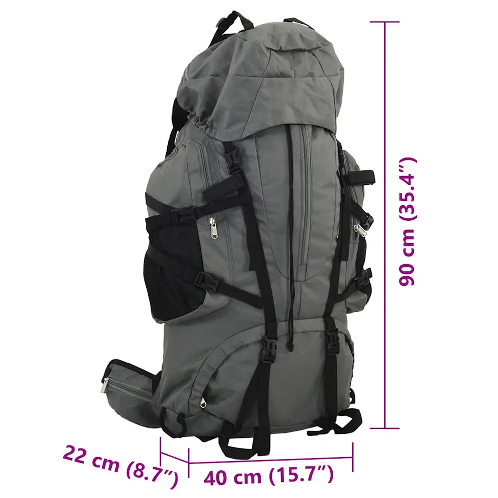 vidaXL Zaino da Trekking Grigio 100 L in Tessuto Oxford