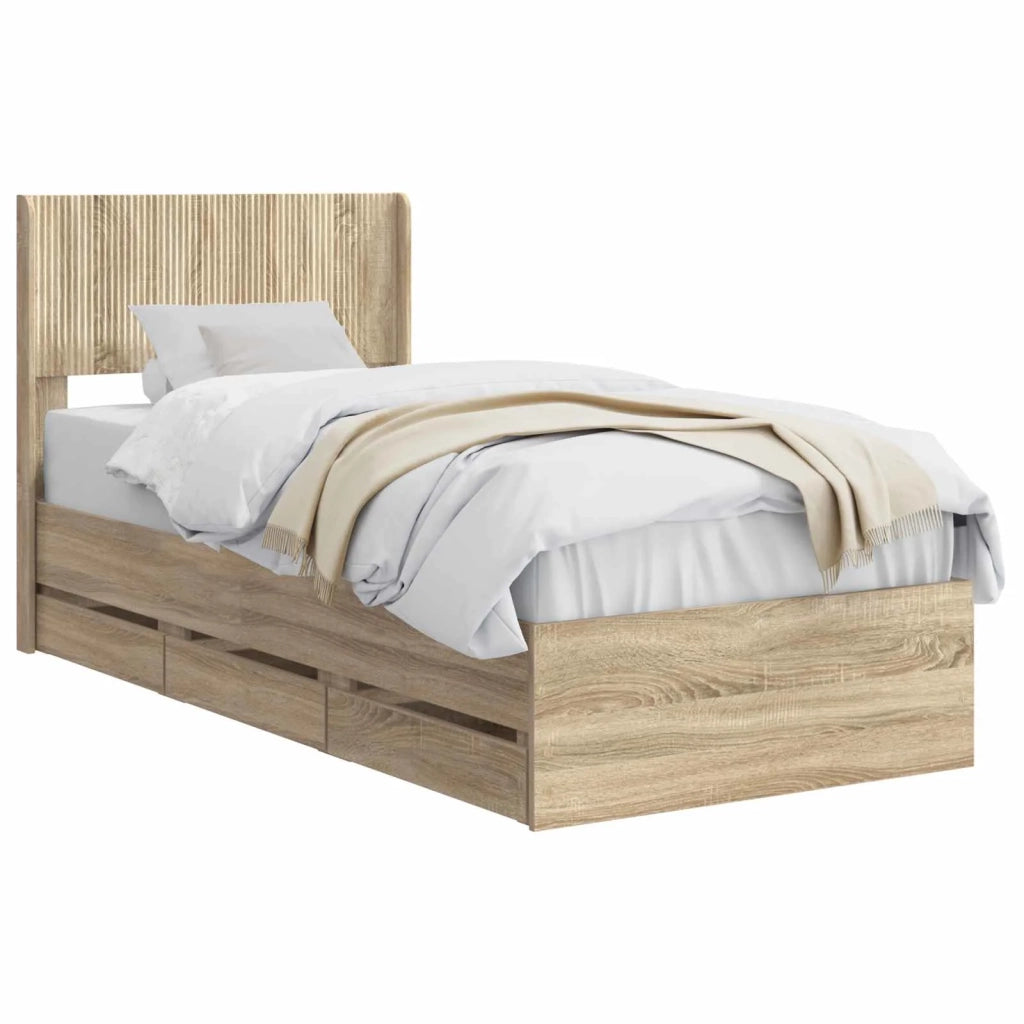 Struttura del letto con stoccaggio e testata Rovere Sonoma 3414509