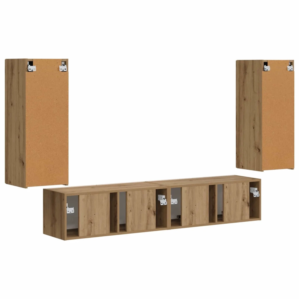 Set di Mobiletto da TV a Parete 4 pcs Rovere artigianale 3408924