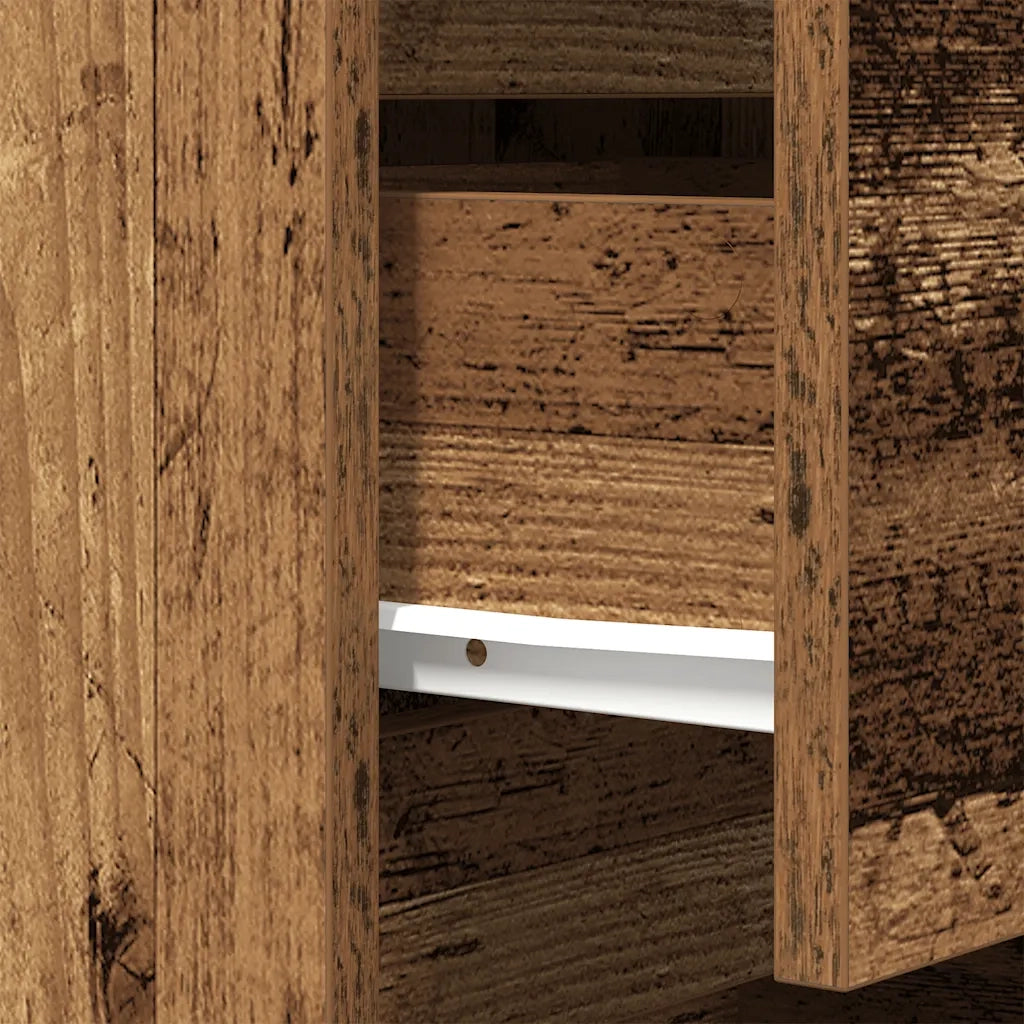 Comodino con 3 Cassetti Legno Antico 39x35x65 cm