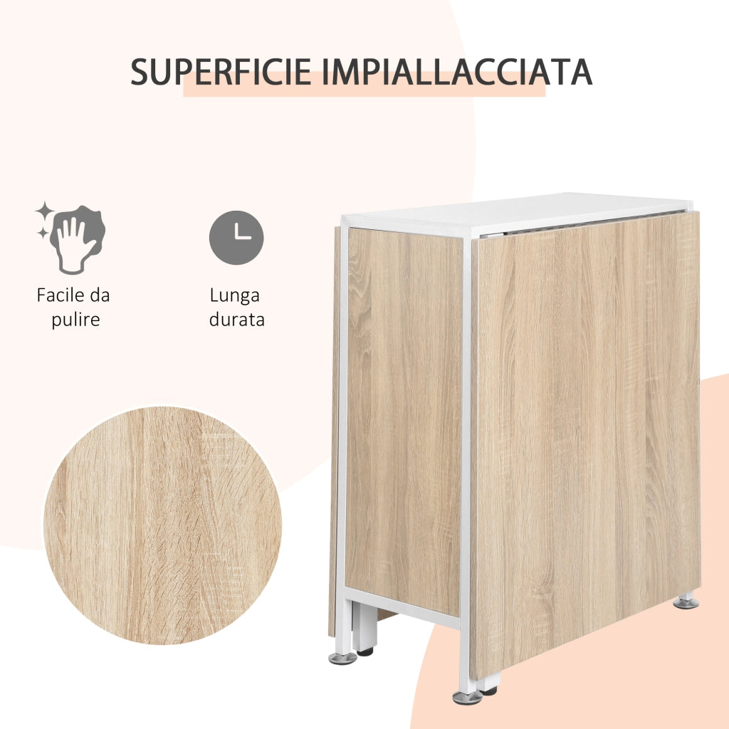 Tavolo da pranzo pieghevole per 4 persone ¨C zephmum ¨C rovere e bianco 169x60x75 cm