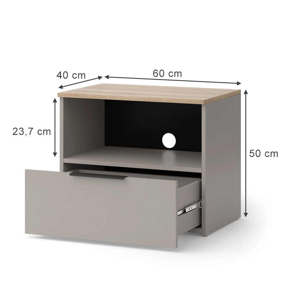 Vicco Mobile tv Grigio 60 x 50 cm con cassetto