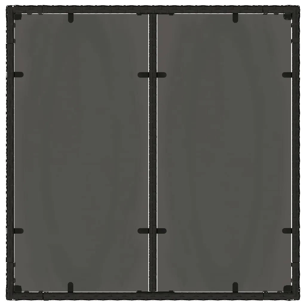 Tavolo da Giardino Piano in Vetro Nero 90x90x75 cm Polyrattan