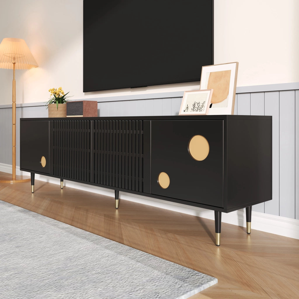 Cassettiera per TV nera in MDF lunghezza 170 cm