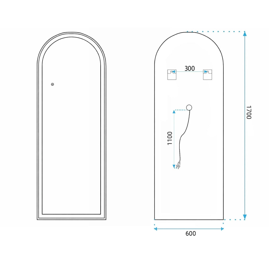 Specchio Led Orbit 60x170cm White