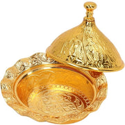 Compartimento Decorativo con Copertura in Ottone - Supeggiatura Turca in Stile Decorativo con Coperchio - Compartimento di Deposito Pratico - Materiale Duraturo