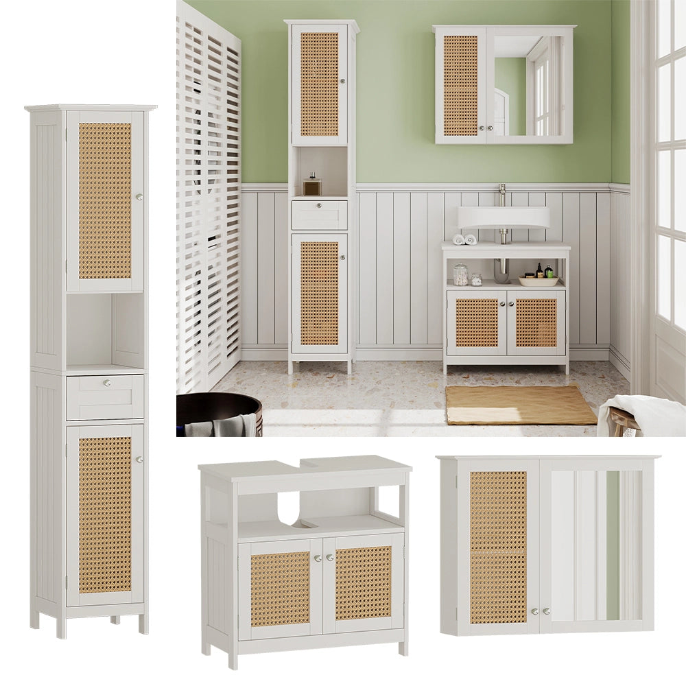Vicco Set di mobili da bagno Bianco 3 parti, con colonna