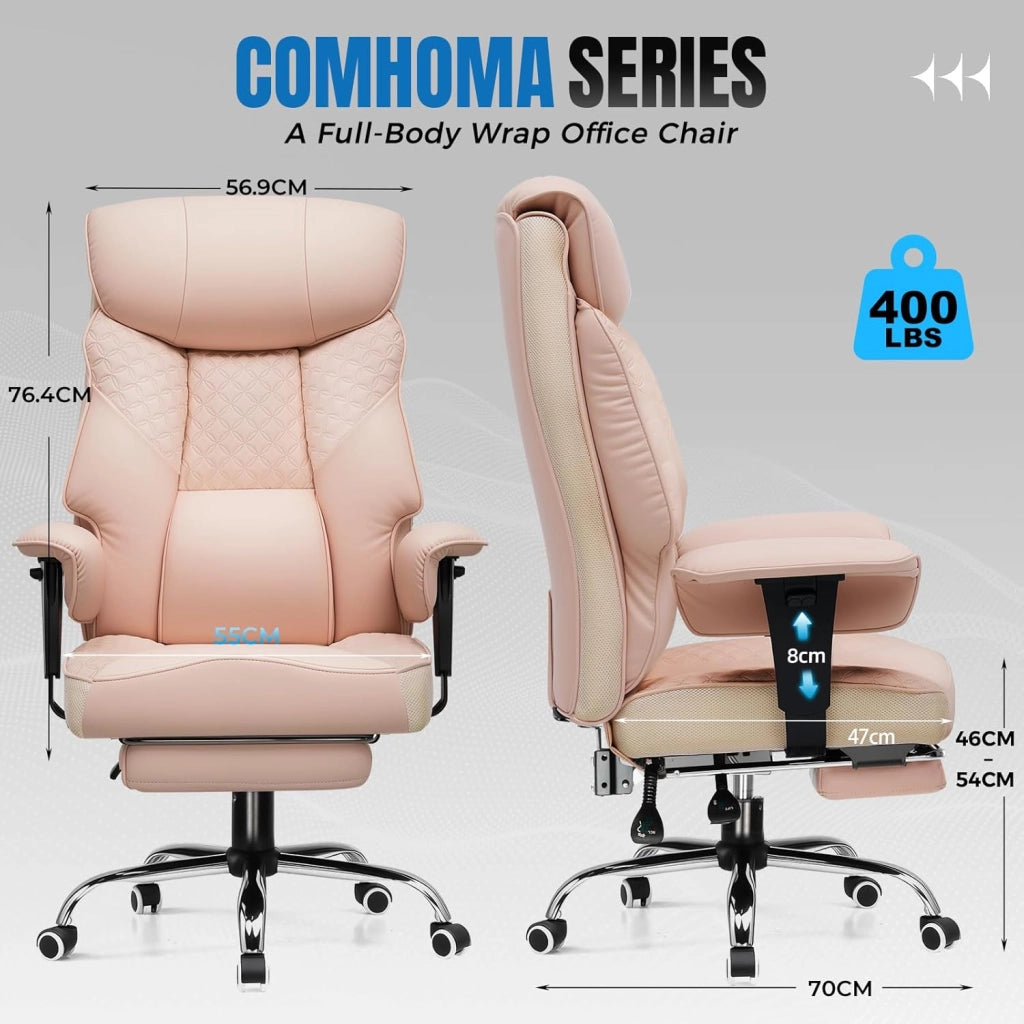 Sedia da Gioco, Persone Grandi Pesanti, Ergonomico, Cuscino 3D, Regolabile, Poggiapiedi, Pelle sintetica, Supporto 180 kg, Rosa