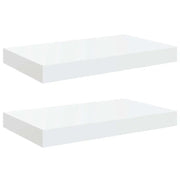 2 pz Scaffali a Parete | Ripiano a parete | Mensole a Parete Bianco Lucido 40x23x3,8 cm in MDF