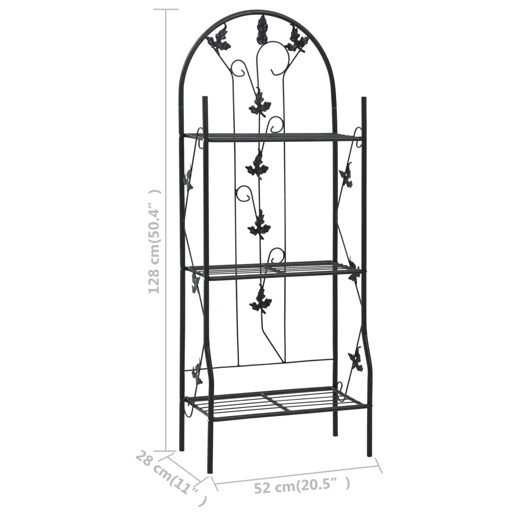 Portavasi/fioriera a 3 ripiani 52 x 28 x 128 cm ferro nero 02_0045239