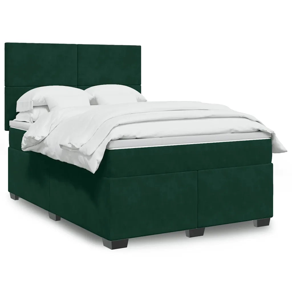 Giroletto a Molle con Materasso Verde Scuro 140x190 cm Velluto 3290903