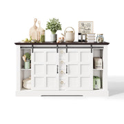 Credenza con 2 ante scorrevoli; 4 cassetti e ripiani regolabili per cucina in MDF bianco 150×40×85 cm