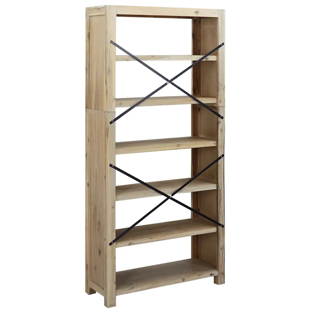 Libreria a 6 Ripiani-Scaffale per Libri-Mobile di Stoccaggio 80x30x170 cm in Legno Massello di Acacia