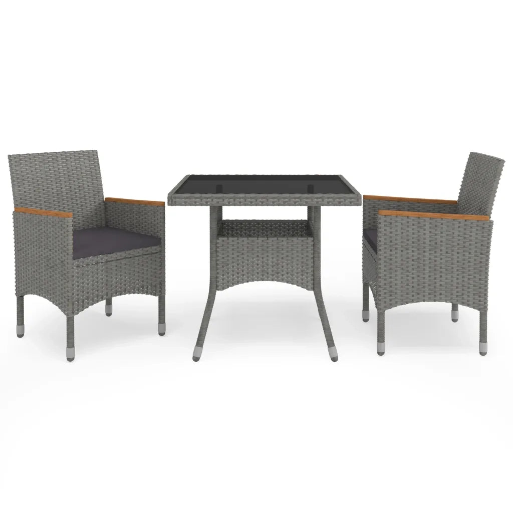 Set Mobili da Pranzo da Giardino 3 pz Grigio Polyrattan Acacia cod mxl 41719