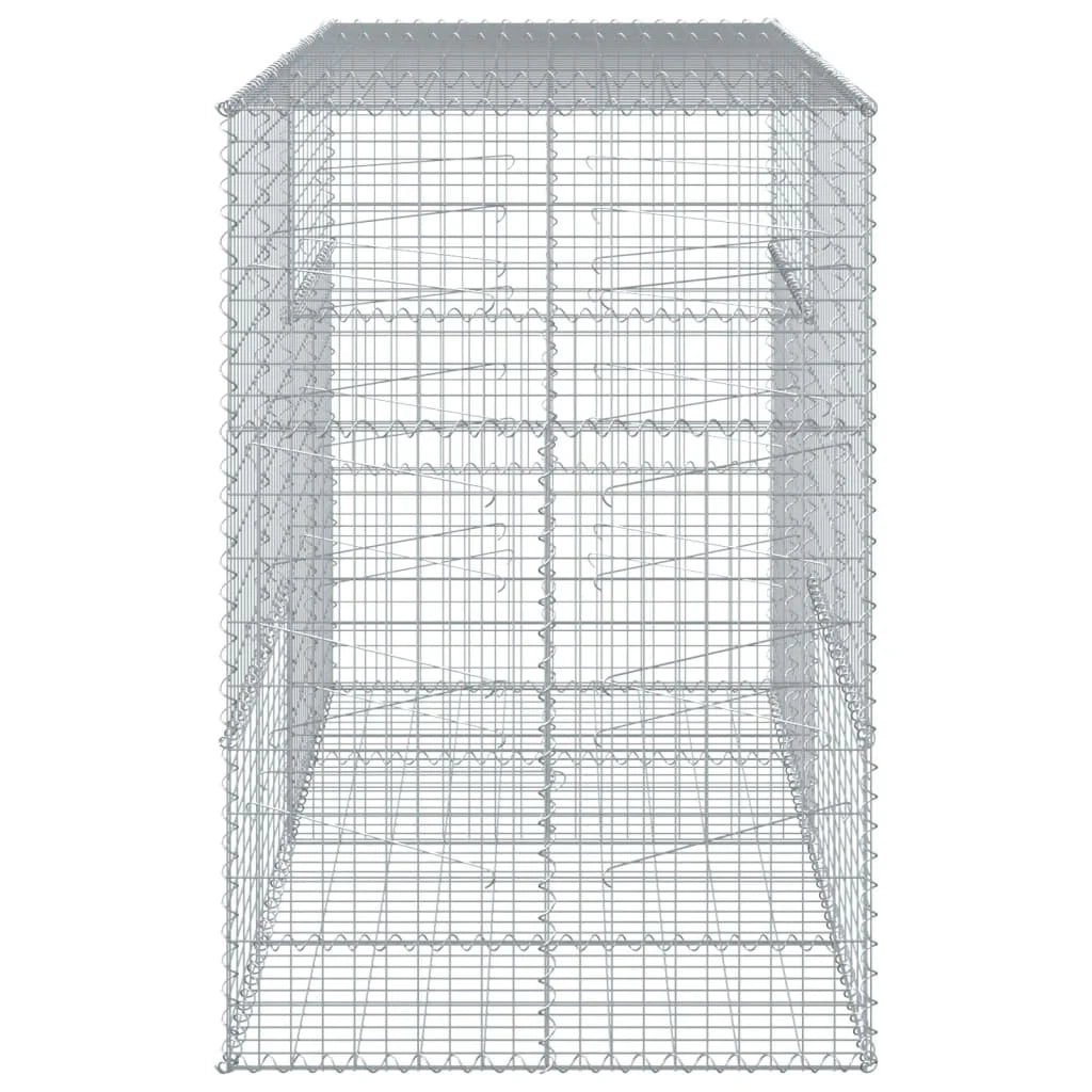 Gabbione recinto a gabbia muro di contenimento con coperchio 200 x 100 x 150 cm ferro zincato argento 02_0040140