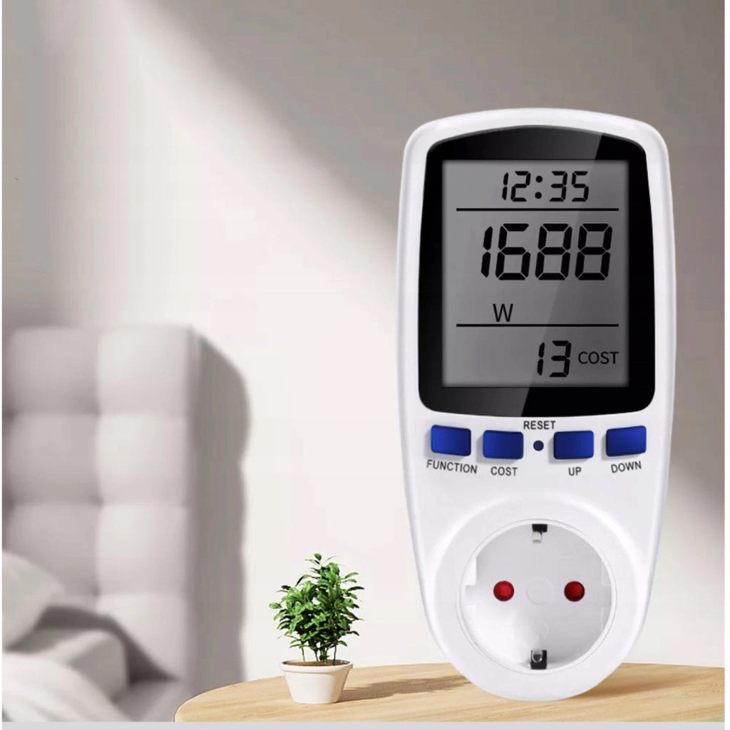 Wattmetro e Colla Cianoacrilica Super Glue 3g – Monitoraggio Consumo Energetico | Display Grande, Allarme Sovraccarico