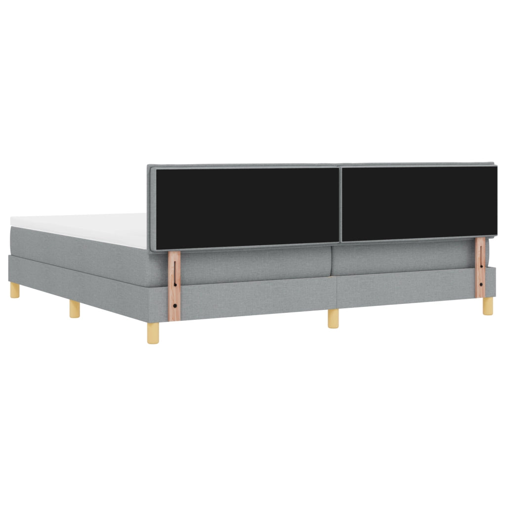 Letto Box Spring con Materasso & Luce LED Grigio Chiaro 200x200 cm Tessuto