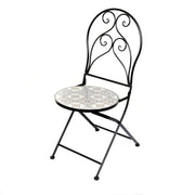 Set di 2 sedie da giardino pieghevoli bistrot – Mosaico decorativo – Metallo nero – 30x50x93 cm