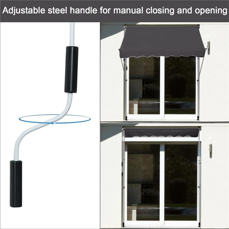 TENDA DA SOLE CON MANOVELLA E ANGOLO REGOLABILE 200 X 150 CM GRIGIA