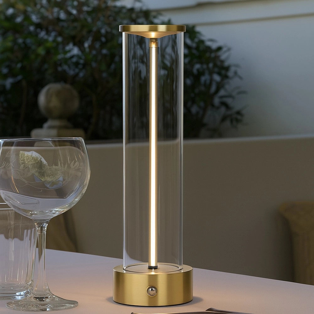 Trade Shop - Lampada Da Tavolo Scrivania Led 3w Filamento Flessibile Magnetico Lume Ricaricabile D39 - Oro