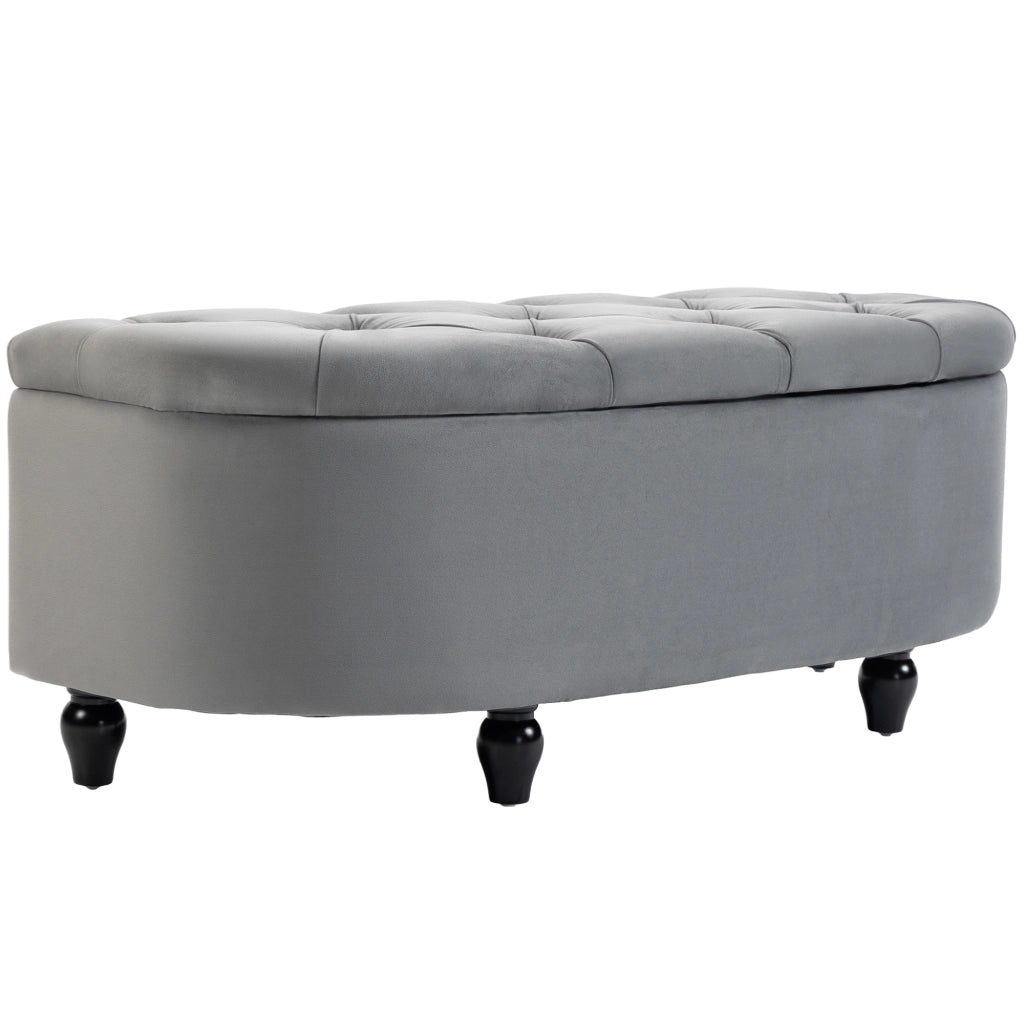 Cassettiera imbottita con coperchio soft-close ¨C Minimal ¨C 120x46x42 cm, velluto, grigio scuro