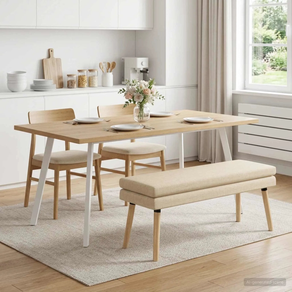 Panchina a doppio strato Crema 110 x 40 x 47 cm Tessuto 42038452