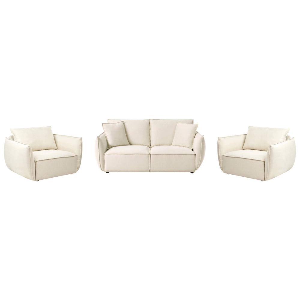 Set da salotto in tessuto Seduta bassa e profonda Schienale imbottito Accogliente Moderno 5 posti Beige chiaro Moderno Accogliente