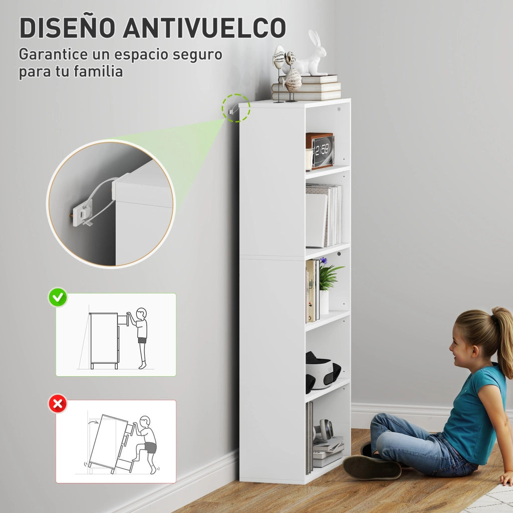 Libreria con 3 Ripiani Aggiustabili ¨C zephmum ¨C 60x24x133,5 cm Bianco