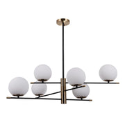 Lampadario Stelia nero/bronzo ant. sfere bianche 6xE14 Italux