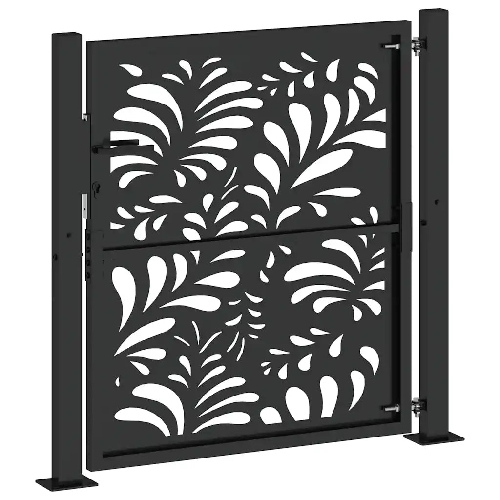 Cancello da giardino nero 100x100 cm in acciaio design ondulato CFW8720043