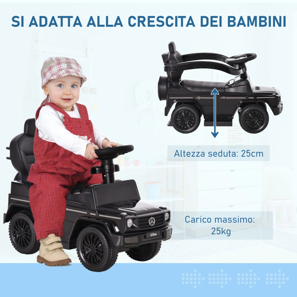 EasyComfort Macchina a Spinta per Bambini 12-36 Mesi con Licenza Mercedes, Tettuccio e Maniglia di Spinta, 85.5x40.5x95 cm, Nero