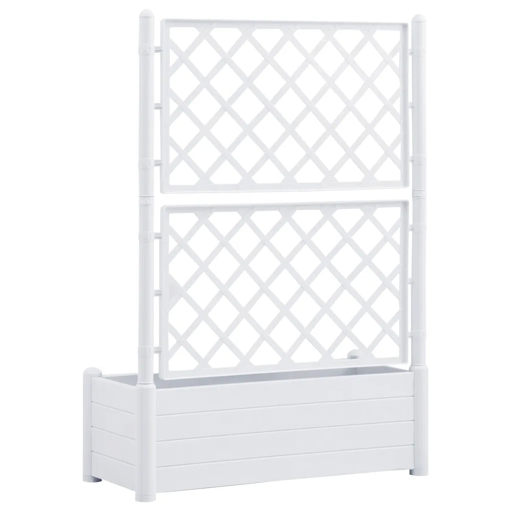 Fioriera da Giardino con Graticcio-Vaso da Esterno-Fioriera con Griglia 100x43x142 cm PP Bianco