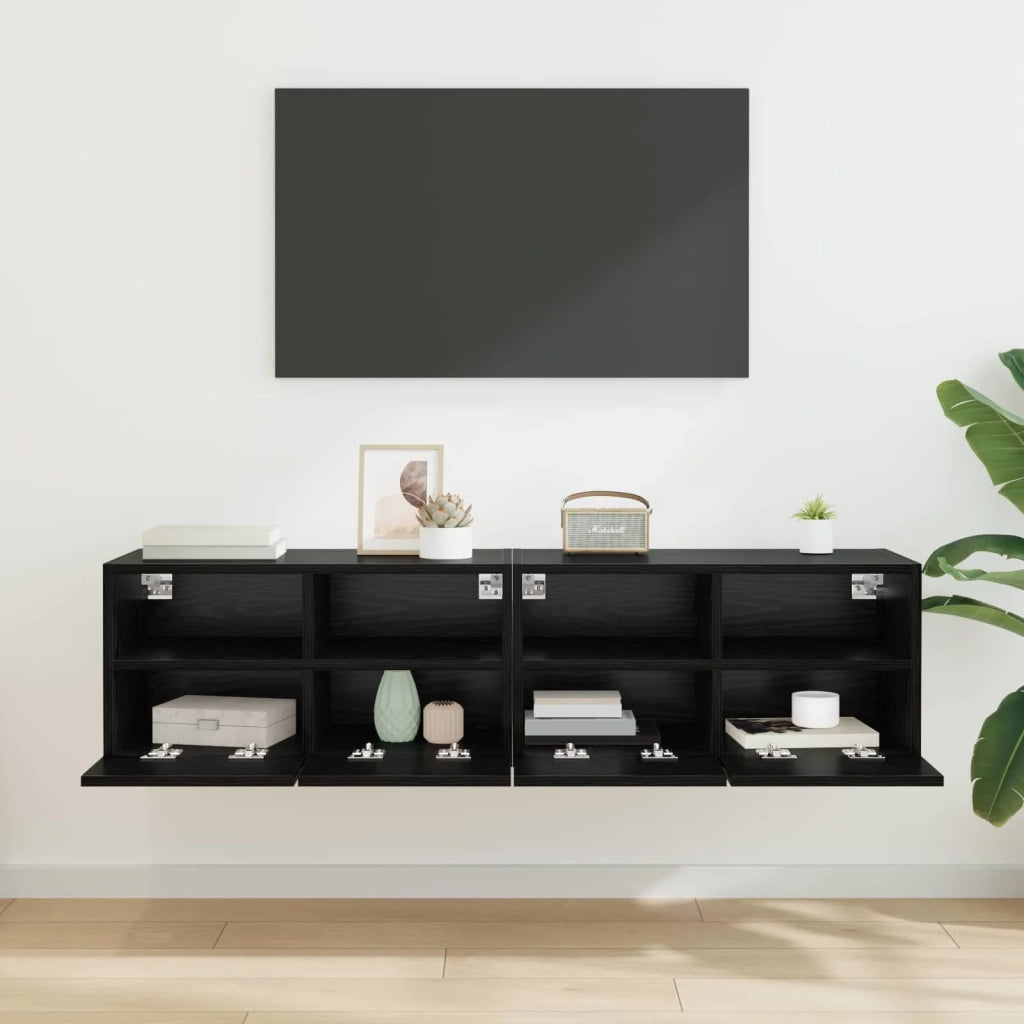 Mobiletti TV da Parete 2 pcs Rovere Nero 60 x 30 x 30 cm 882927