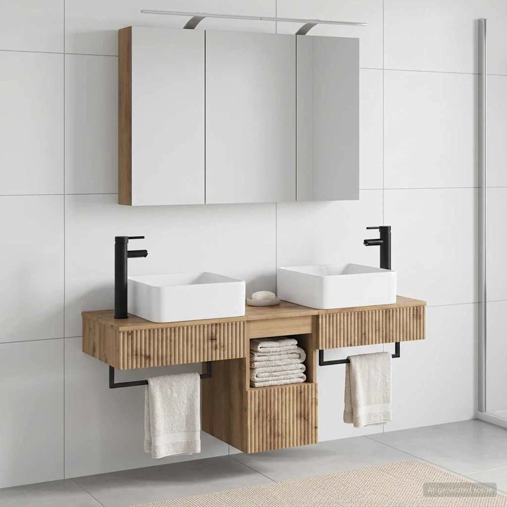 Set di Armadi da Bagno 4 pz Rovere Artigianale 3406302