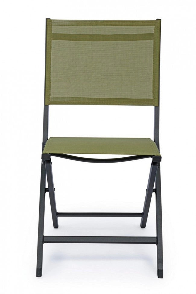 Set 4 Sedie Pieghevole da Giardino 47x57x88h cm Elin Antracite e Verde