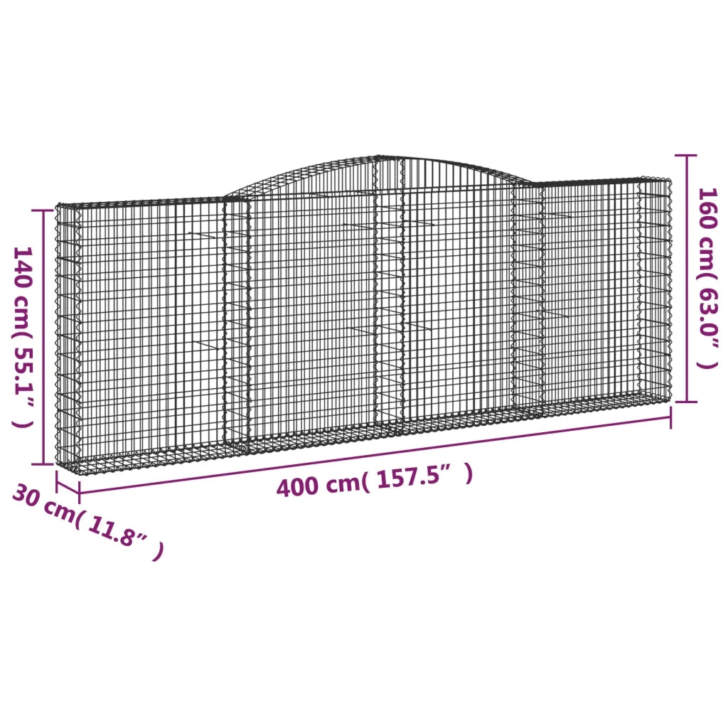 Cesto Gabbione ad Arco 400x30x140/160 cm Ferro Zincato