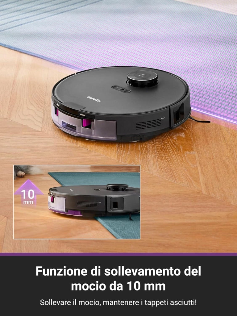 E20 Plus Robot Aspirapolvere con Stazione senza Sacchetto, 8.000 Pa, Svuotamento Automatico, Batteria 180 min, DuoDetect AI 3D Evitamento Ostacoli, per Tappeti e Peli di Animali Domestici